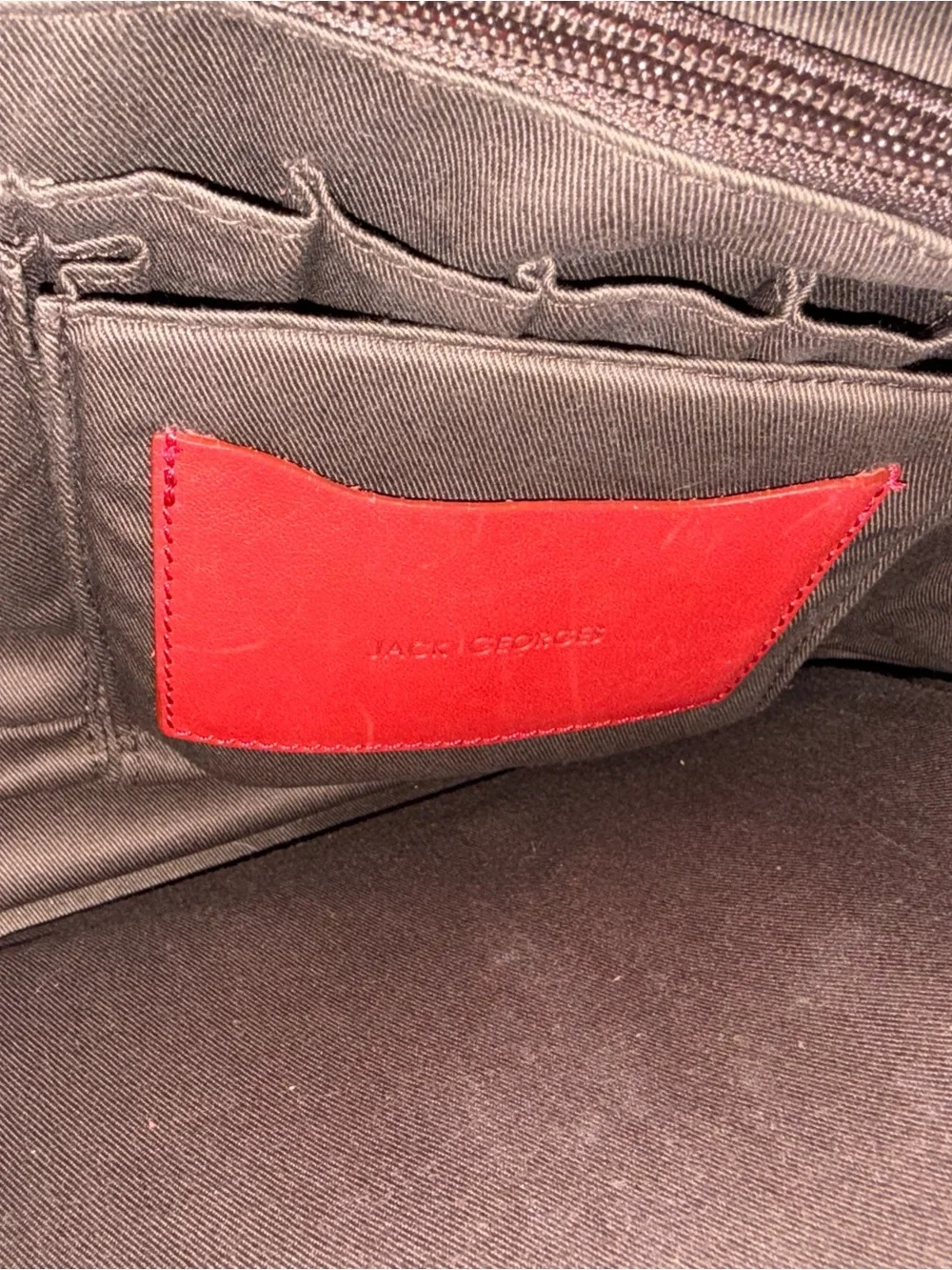Women’s Red Leather Tote with Belt Accent, pockets and laptop slot
